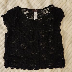 Black Lace Overlay Top